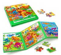SYNARRY Dinosaur Magnetic Puzzles for 3 4 5 Year Olds, 3 4 5 Year Old Boys Girl Toys Gifts, Aeroplane Travel Activities for Kids Toddlers, Birthday Presents for Children (20 Pieces)