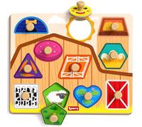 SYNARRY Farm Animals Wooden Peg Puzzles for 1 2 Year Old Boys Girls