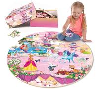 SYNARRY Giant Unicorn Floor Jigsaw Puzzle for Kids 3 4 5 6 7 8 Year Olds, 70 Piece Big Round Princess Mermaid Fairy Jigsaw, Unicorn Toys Gifts for Toddlers Children Girls