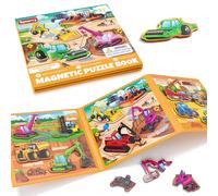 SYNARRY Magnetic Jigsaw Puzzles for 3 4 5 Year Olds, 3 4 5 Year Old Toddler Toys Gifts, Aeroplane Activities for Kids, Travel Games for Kids 3-5 (Construction Truck Vehicle)