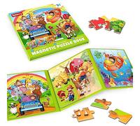 SYNARRY Magnetic Puzzles for Kids Ages 3-5, 20 Pieces Toddler Animal Puzzles, Children Travel Activity Toys Games for 3 4 5 6 Years Old Kids Boys Girls in Car Airplane, Learning Magnet for Road Trip