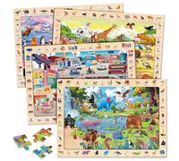 SYNARRY Wooden Animal Jigsaw Puzzles for 3 4 5 6 Year Olds
