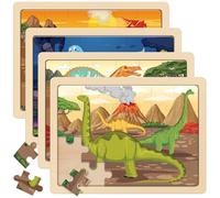 SYNARRY Wooden Jigsaw Puzzles for 3 4 5 Year Olds, Dinosaur Toys for Boys