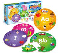 SYNARRY Wooden Number Alphabet Puzzles for 3 4 5 Year Olds, Giant Letter Jigsaw for Toddlers, ABC Learning Educational Toys Gifts for Children Boys Girls
