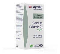 SynBio Premium - Calcium + Vitamin D3 | 90 Vegan Capsules for Enhanced Bone & Teeth Strength | Reduced Risk of Osteoporosis | Free from Dairy, Gluten, Gelatine, SOYA, Sugar | Halal & Kosher
