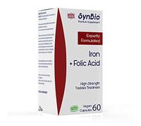 SynBio Premium - Iron + Folic Capsules | VEGAN Certified | Tackles Tiredness & Supports General Health | Halal | Kosher | Gelatin Free | Sugar Free | Salt Free | SOYA Free | Made in The UK