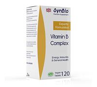 SynBio Premium - Vitamin B Complex | 120 Tablets | Vegan | Free from Dairy, Egg, Gelatine, Gluten, Nut/Peanuts | Comprehensive B-Vitamins for Energy Boost & Optimal Wellness | UK Manufactured