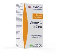 SynBio Premium - Vitamin C + Zinc | 60 Vegan Capsules | Boost Immunity and Wellness | Free from Dairy, Gelatine, Gluten, Nut/Peanut | UK Manufactured | Advanced Formula of Ascorbic Acid & Zinc