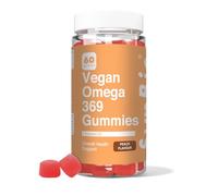 SynBio Vegan Omega 3-6-9 Gummies | Plant Based 400mg Flaxseed Oil | Vegan, Gelatin Free, Halal & Kosher | 60 Peach Flavour Gummies