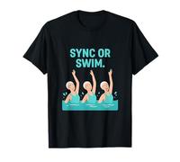 Sync or Swim Aqua Cartoon Swim Team Graphic T-Shirt