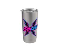 SYNCED Glitch Art Cyberpunk Electric Bolt Design Stainless Steel Insulated Tumbler