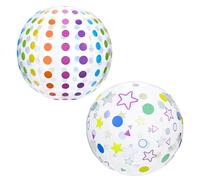 SYNCFUN 2 Pack 20" Beach Balls-Inflatable Beach Ball with Colorful Stars and Dots Large PVC Pool Toy, Big Transparent Inflatable Ball for Swimming Pool Party