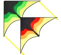 SYNCFUN 2 Packs Large Delta Kite Green and Yellow, Easy to Fly for Kids and Adults with 100m String, Large Delta Beach Kite for Outdoor Games and Activities