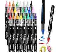 SYNCFUN 24 PCS Acrylic Paint Markers, Brush Tip Markers Acrylic pens, Waterproof Paint Coloring Pens for Drawing, Art Supplies & Kids DIY Craft, Fabric, Canvas, Rock Painting, Wood, Glass