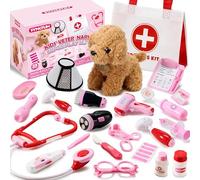SYNCFUN Doctors Set for Kids,vet set for kids,Children Pet Vet Care Play Set Plush Dog,Pretend Role Play Medical Kit Toys Gifts for 3 4 5 6 Year Old Girls
