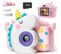 SYNCFUN Kids Camera For Girls Age 3-12,Childrens Camera Kids Toys With Screen 1080p Hd Selfie Video Camera 32gb Sd Card Christmas Birthday Gifts For Kids Age 3 4 5 6 7 8 9,Unicorn Toys(Pink)
