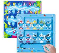 SYNCFUN Montessori Wooden Magnetic Maze Game for 3-6 Year Olds, Ocean Theme, Letter & Number Recognition, Double-Sided, 1 Count