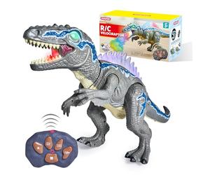 SYNCFUN Remote Control Dinosaur Toys for Boys Girls 3 4 5 6 7 8 Year Olds, Walking and Roaring Realistic LED T.rex Dinosaur Toys with Spray Effects/Turning Head, Boys Girls Birthday