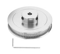 Synchronous Wheel 80T Timing Belt Pulley Alloy Steel High Accuracy Dual Flange 5mm Inner Diameter for 3D Printer CNC Lathe (Silver)