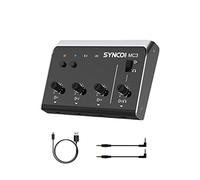 SYNCO Audio Mixer, 4-Channel Portable Stereo Line Mixer for Microphones Smartphones Tablets Mini Earphone Splitter with Type-C Charging 3.5mm Monitoring Mini Audio Mixer Headphone Amplifier