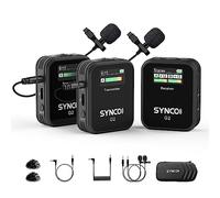 SYNCO G2(A2) Wireless Lavalier Microphone, 2.4GHz Dual Channel Lapel Mic with 48kHz/24Bit Audio 200m 8H for Camera Smartphone Tablet, Ideal for Vlogging YouTube Online Class