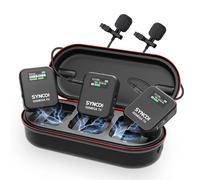 SYNCO G2A2 MEGA Wireless Lavalier Microphone, Dual Channel Lapel Mic with Charging Case 8GB Internal Storage, 24H 200m Range for Cameras Smartphones