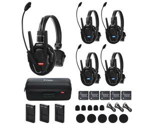 SYNCO XTalk Pro5 XPro X5 2.4GHz Wireless Headset Communication System Random Master Device 500m Operating Range Real-time Monitoring AI Noise Reduction Headset for Movie Shoot Live Show (5Pcs)