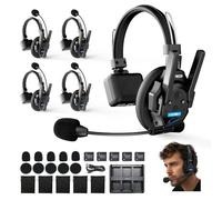 SYNCO XTALK XPRO5 Wireless Intercom Headset, Full-Duplex 2.4GHz, 500m/1640ft Range, AEC Noise Reduction & Real-Time Monitoring for Film, Construction, Production Team Communication (5PCS)