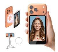 SYNCO XView Vlog Selfie Monitor for iPhone 17 & Android, 4K/1080p Magnetic Wireless Back Camera Phone Monitor Screen with 500m Range, Built-in Speaker for YouTube TikTok Live Streaming (Pink)