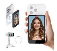 SYNCO XView Vlog Selfie Monitor Screen for iPhone & Android, Magnetic Wireless Back Camera Phone Monitor with 500m Range, Built-in Speaker for YouTube TikTok Live Streaming (Black)
