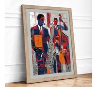 Syncopated Rhythm Modern Framed Wall Art Print A2 (59.4×42cm) Oak, Wall Decor for Living Room, Bedroom, Office & Home, Ready to Hang, Art Gift