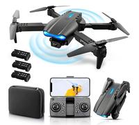 SyncTech 1080P Drone with Camera 1080P, Brushless Motor Drones, 3x Batteries 60+mins Flight time, Obstacle avoidance, HD Transmission, 50x Zoom, Foldable Design (HD Drone 3B)