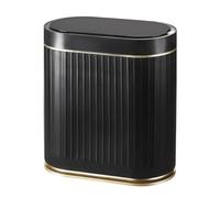 SYNCVIBE Black Bathroom Trash Can, 2 Gallon Motion Sensor Smart Can with Stripes, Slim Waterproof Plastic Garbage Can for Narrow Space
