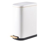 SYNCVIBE Slim Bathroom Trash Can with Soft Close Lid Stainless Steel Garbage Can Step Trash Bin with Removable Inner Bucket for Bedroom, Office, Kitchen (Matt White, 3.5 Gallons)