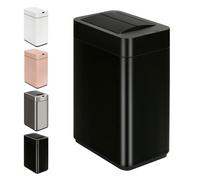 SYNCVIBE Trash Can with Lid Motion Sensor 2.6 Gallon Rectangular Automatic Garbage Can, Stainless Steel Trash Bin, Slim Waterproof Garbage Bin, Wastebaskets with Lid Soft Close for Bathroom, Black