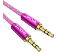 SYNCWIRE 3.5mm Nylon Braided Aux Cable (3.3ft/1m,Hi-Fi Sound), Audio Auxiliary Input Adapter Male to Male AUX Cord for Headphones, Car, Home Stereos, Speaker, iPhone, iPad, iPod & More - Hot Pink