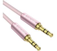 SYNCWIRE 3.5mm Nylon Braided Aux Cable (3.3ft/1m,Hi-Fi Sound), Audio Auxiliary Input Adapter Male to Male AUX Cord for Headphones, Car, Home Stereos, Speaker, iPhone, iPad, iPod, Echo & More - Pink