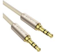 SYNCWIRE 3.5mm Nylon Braided Aux Cable (3.3ft/1m,Hi-Fi Sound), Audio Auxiliary Input Adapter Male to Male AUX Cord for Headphones, Car, Home Stereos, Speaker, iPhone, iPad, iPod, Echo & More - Gold