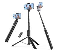 SYNCWIRE 55" Phone Tripod with Bluetooth Remote, Aluminum Selfie Stick Tripod with 360° Rotation, for iPhone & Android Phones, Travel Selfie Stick Stand for Vlogging, Live Streaming, Black