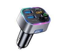 Syncwire Bluetooth 5.4 FM Transmitter Car Adapter 48W (PD 36W & 12W) [Light Switch] [HiFi Bass Sound] [Fast Charging] Wireless Radio Music Adapter LED Display Hands-Free Calling Support USB Drive