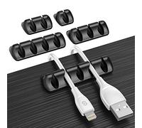 Syncwire Cable Clips, Cable Holder, Multi-Purpose Cable Guide, Cable Organiser Set for Desk, Power Cable, USB Charging Cable, Audio Cable, Charging Cables etc, Black Colour, 5 Count (Pack of 1)