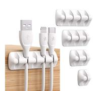 SYNCWIRE Cable Clips, Cord Organizer Cable Management Self Adhesive USB Cable Holder System for Organizing Cable Cords, Ideal for Home, Office, Car, Nightstand, Desk Accessories, 5 Pack (White)