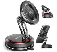 SYNCWIRE for MagSafe Car Mount [2-Axis Design] Nano Adhesive Gel + Suction Cup Magnetic Phone Holder for Dashboard & Windscreen, 360° Rotatable for iPhone 17 16 15 14 13 12 11, Samsung, Carbon Fiber
