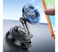 SYNCWIRE for MagSafe Car Mount, [3-Axis Adjustable] Vacuum Magnetic Phone Holder, Replaceable Suction Cup (Dashboard/Windshield), 360° Rotation, Foldable, for iPhone 17-12 Pro/Max/Plus, Carbon-Fiber