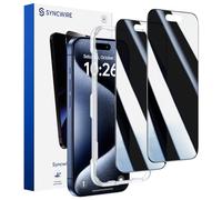 SYNCWIRE Full Coverage Privacy Screen Protector for iPhone 15 Pro Max 6.7''[2-Pack], Unbreakable True 28° Anti Spy Tempered Glass with Black Edge [Easy Installation] [9H Hardness] [Sensitive Touch]