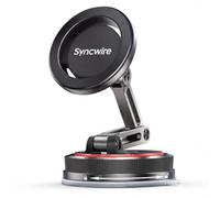 SYNCWIRE Hold Magnetic Car Mount: Foldable Design, Dual Suction Cups, fits Dashboard and Windshield, 360° Adjustable, Compatible with iPhone 17/16/15/14/13/12, Samsung, etc., Carbon Fiber Color.