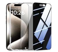 SYNCWIRE iPhone 15 Pro Full Coverage Privacy Glass for 6.1''[2-Pack], True 28° Shatterproof Anti-Spy Tempered Glass with Black Edge [Easy Installation] [9H Hardness] [Sensitive Touch]