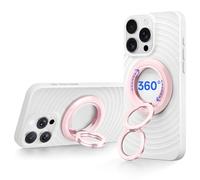 SYNCWIRE Magnetic Phone Ring Holder for MagSafe, 360° Rotation Dual Sided Magnet Grip Cell Phone Ring Stand Finger Kickstand Compatible with iPhone 16 15 14 13 12 Pro Max fits MagSafe - Light Pink