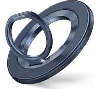 SYNCWIRE Magnetic Phone Ring Holder - MagSafe Compatible, Two-Sided Magnetic Grip Ring Stand with Finger Kickstand for iPhone 15 Pro Max 14 13 12, Android, Blue Titanium