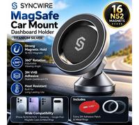 SYNCWIRE MagSafe Car Mount 16 N52 360° Dashboard Holder 3M VHB Titanium Silver